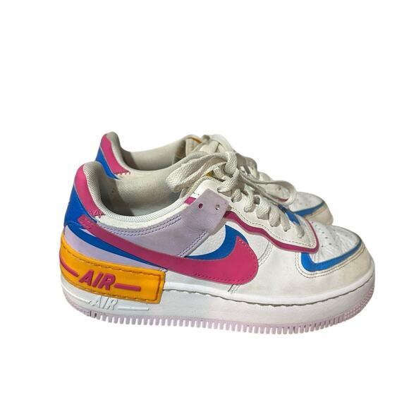 Nike Air Force Shadow White Alchemy Pink Blue Women's Size 6 Used AF1 - Picture 1 of 8